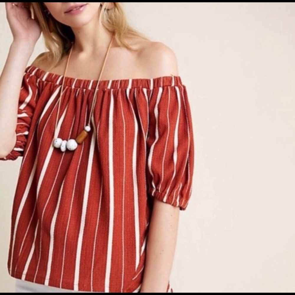 Anthropologie Striped Off Shoulder Top